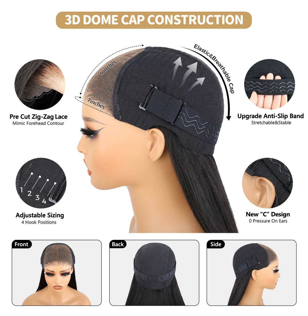 Kinky Straight 6x4 Wear Go Kleberlose Perücke für alles 