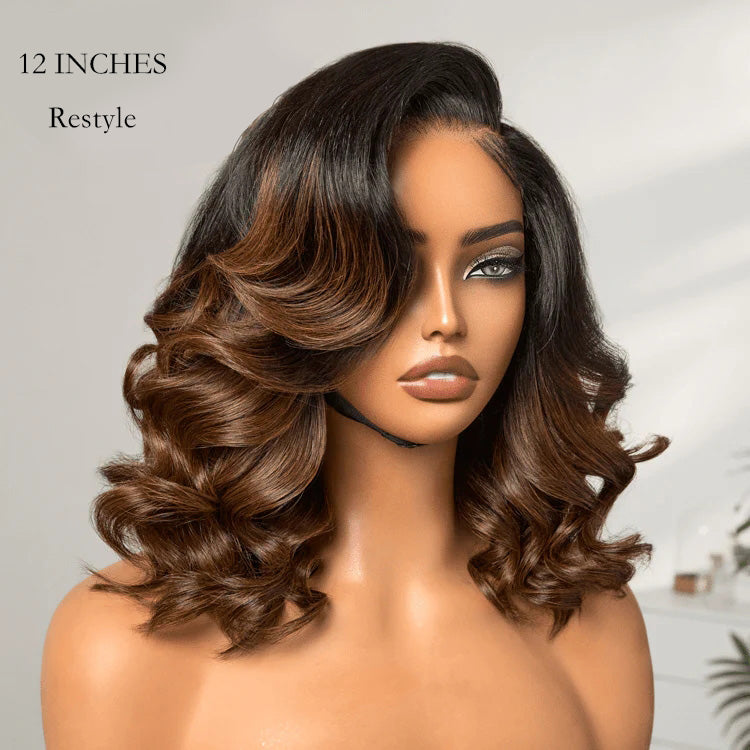 Super Natural Hairline Ombre Brown Loose Body Wave Glueless 6x4 Lace Wig