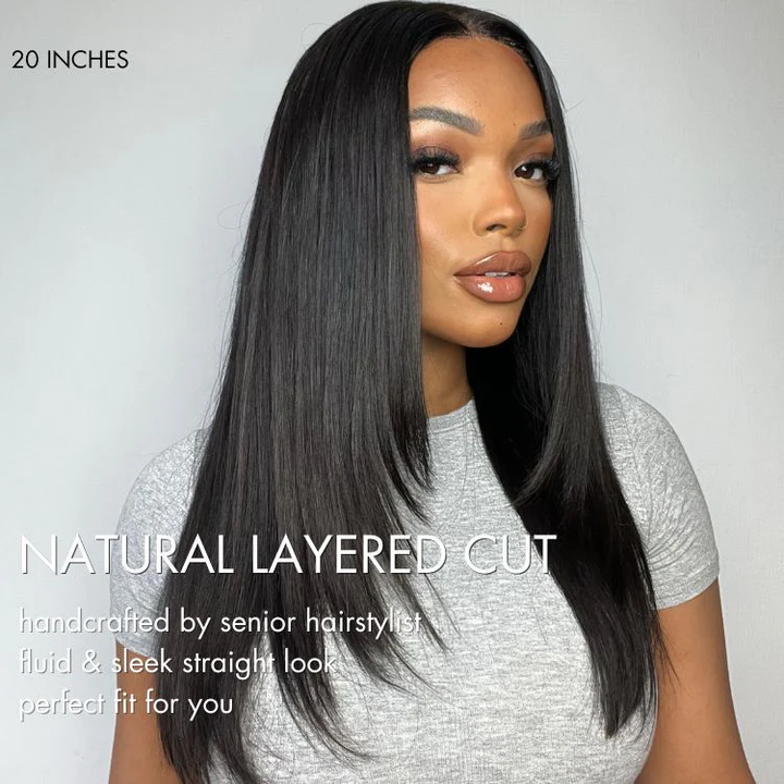 Trendy Layered Cut Pre-plucked Glueless 6x4 Lace Wig 100% Human Hair