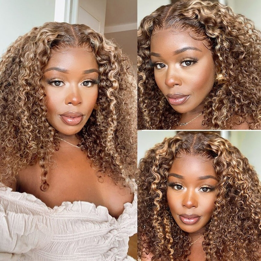 TianaHair Wear Go 6x4 Brown Highlight Wigs Water Wave Pre-plucked Glueless Lace Wigs.