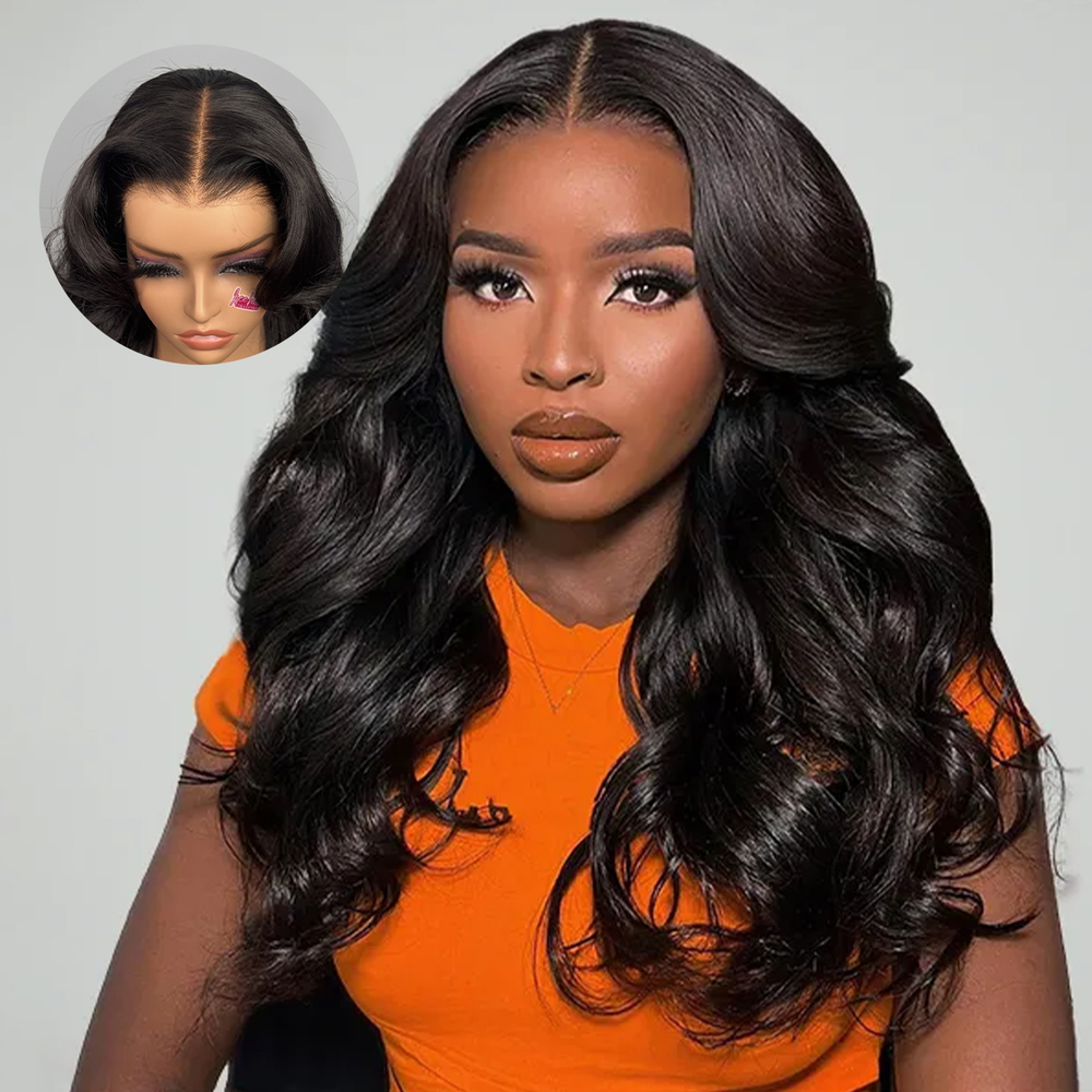 TianaHair Face-Framing Layered Cut Body Wave 9x6 Transparent Lace Wear Go Glueless Pre-everything Wig With Curtain Bangs.