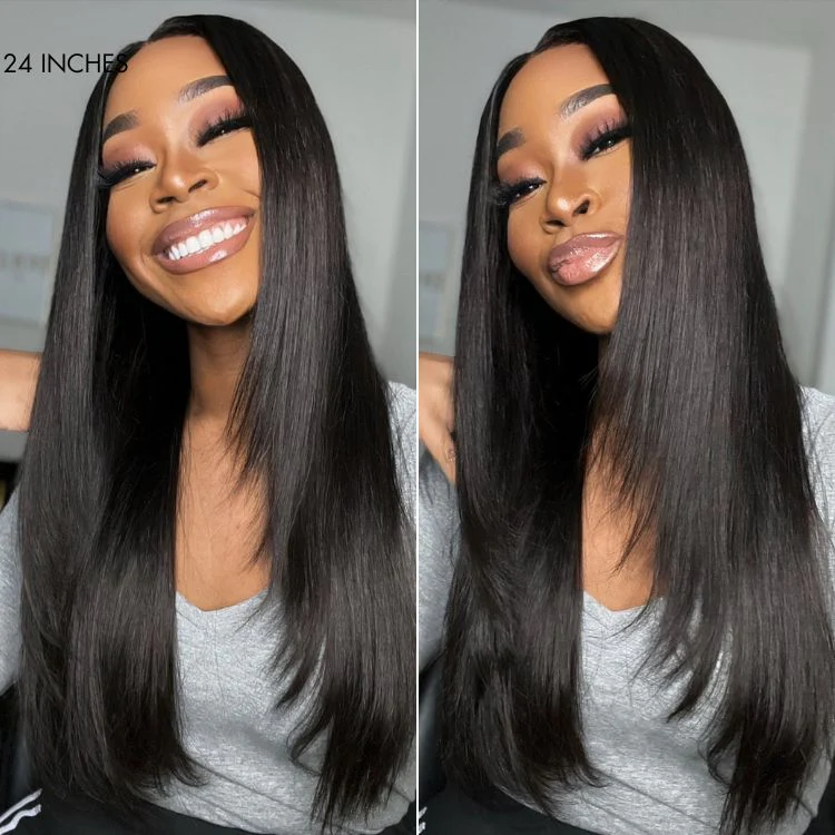 Trendy Layered Cut Pre-plucked Glueless 6x4 Lace Wig 100% Human Hair