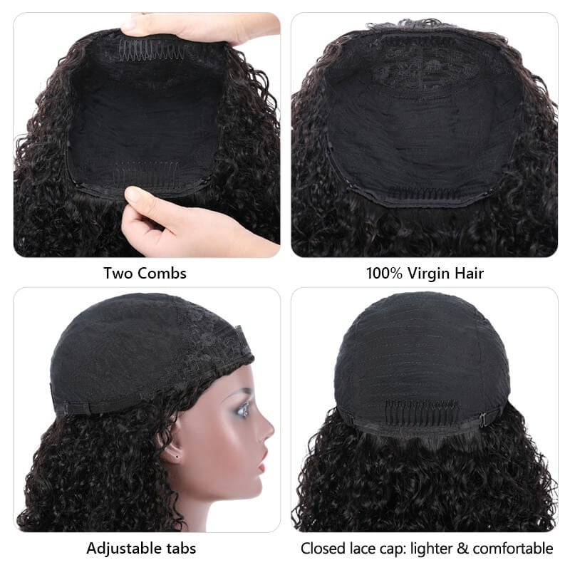 TianaHair Kinky Curly Glueless No Lace Headband Long Wig 100% Human Hair.