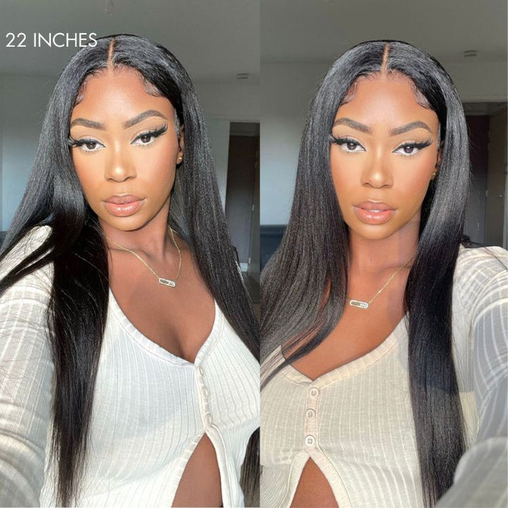 TianaHair Yaki Straight 6x4 Wear Go Glueless Transparent/HD Lace Wig With Pre Bleached Tiny Knots.