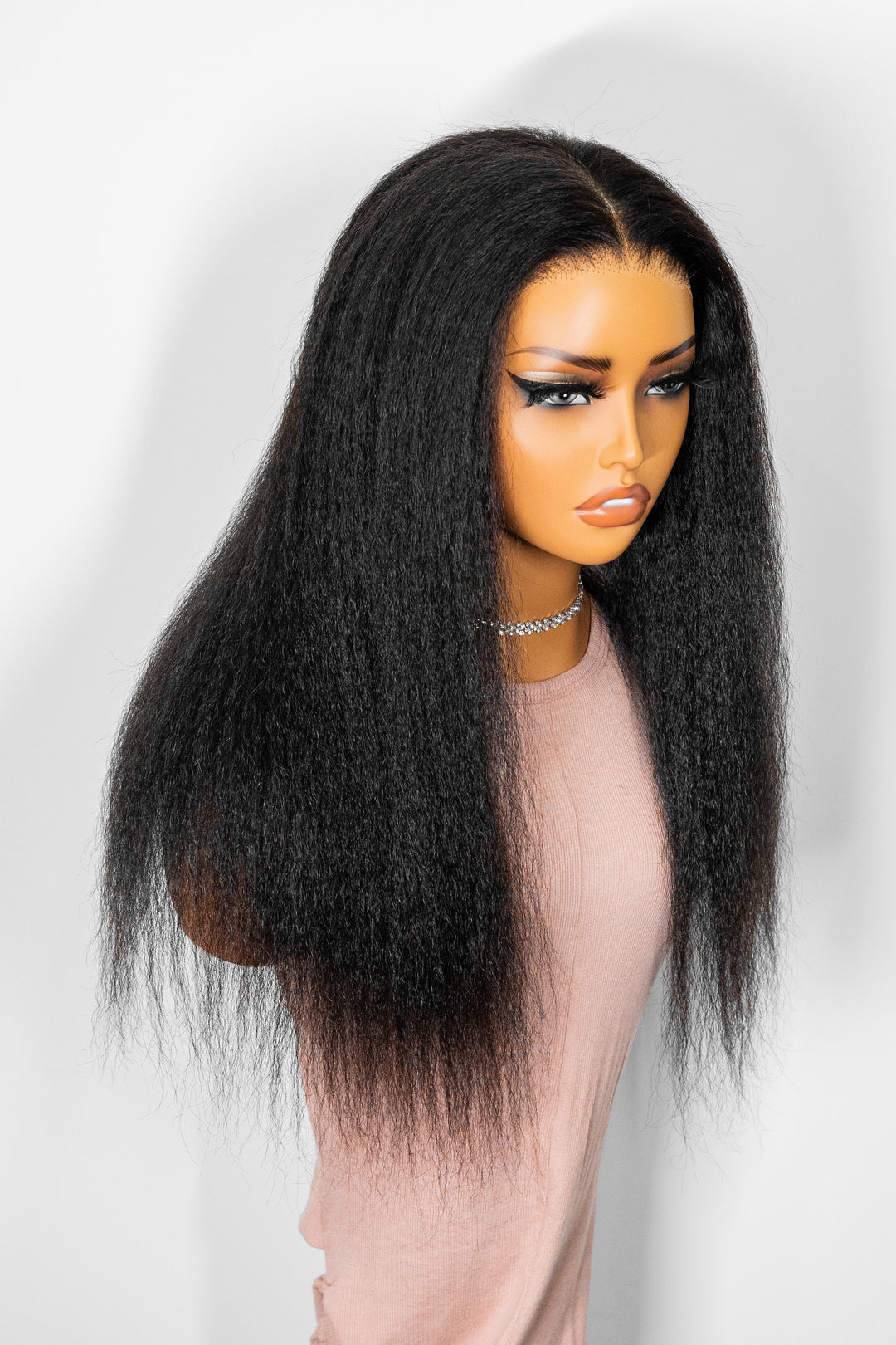 TianaHair Kinky Straight 6x4 Wear Go Glueless Transparent/HD Lace Wig With Pre Bleached Tiny Knots.