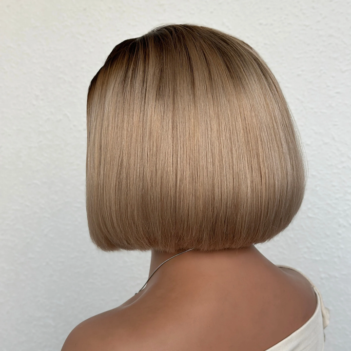 4x4/7x5 Lace Ash Blonde Ombre Blunt Cut Bob Glueless Wig Human Hair