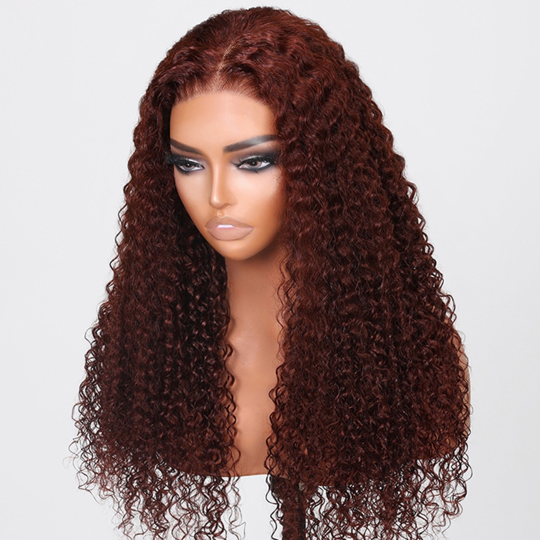 TianaHair Wear Go 6x4 Reddish Brown Glueless Wig Pre Plucked Water Wave Wig.