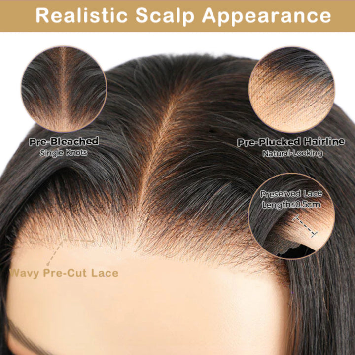 Perruque Afro Kinky Curly 6x4 pré-assemblée et transparente en dentelle sans colle 