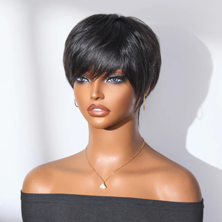 Throw On & Go Short Cut with Bangs Wig Glueless Wig