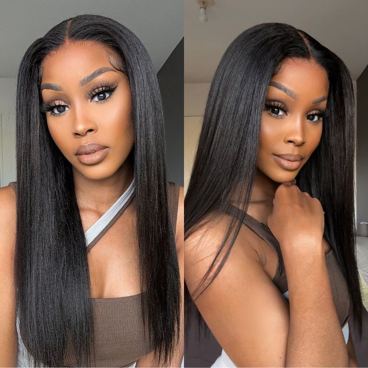 TianaHair Yaki Straight 6x4 Wear Go Glueless Transparent/HD Lace Wig With Pre Bleached Tiny Knots.