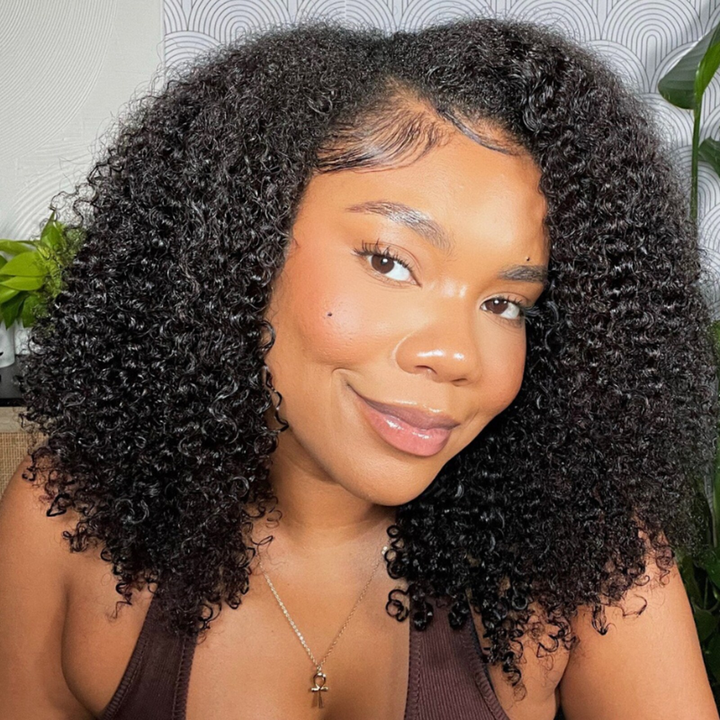 TianaHair Kinky Curly 6x4 Wear Go Glueless Transparent/HD Lace Wig With Pre Bleached Tiny Knots.