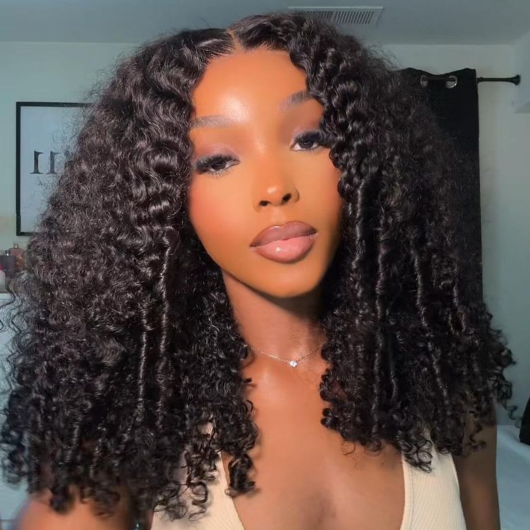 4x4/7x5 Lace Kinky Curly Texture Premium Hair Wig With Finger Coil Ends