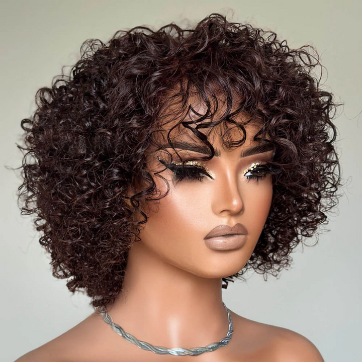 Kinky Curly Glueless No Lace Stirnband Lange Perücke 100 % Echthaar