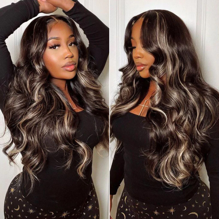 TianaHair Blonde Highlights Body Wave Pre-Max 13x4 Lace Wear Go Glueless Wig.