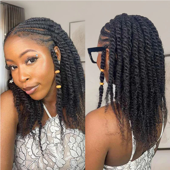 Kinky Curly Glueless No Lace Stirnband Lange Perücke 100 % Echthaar