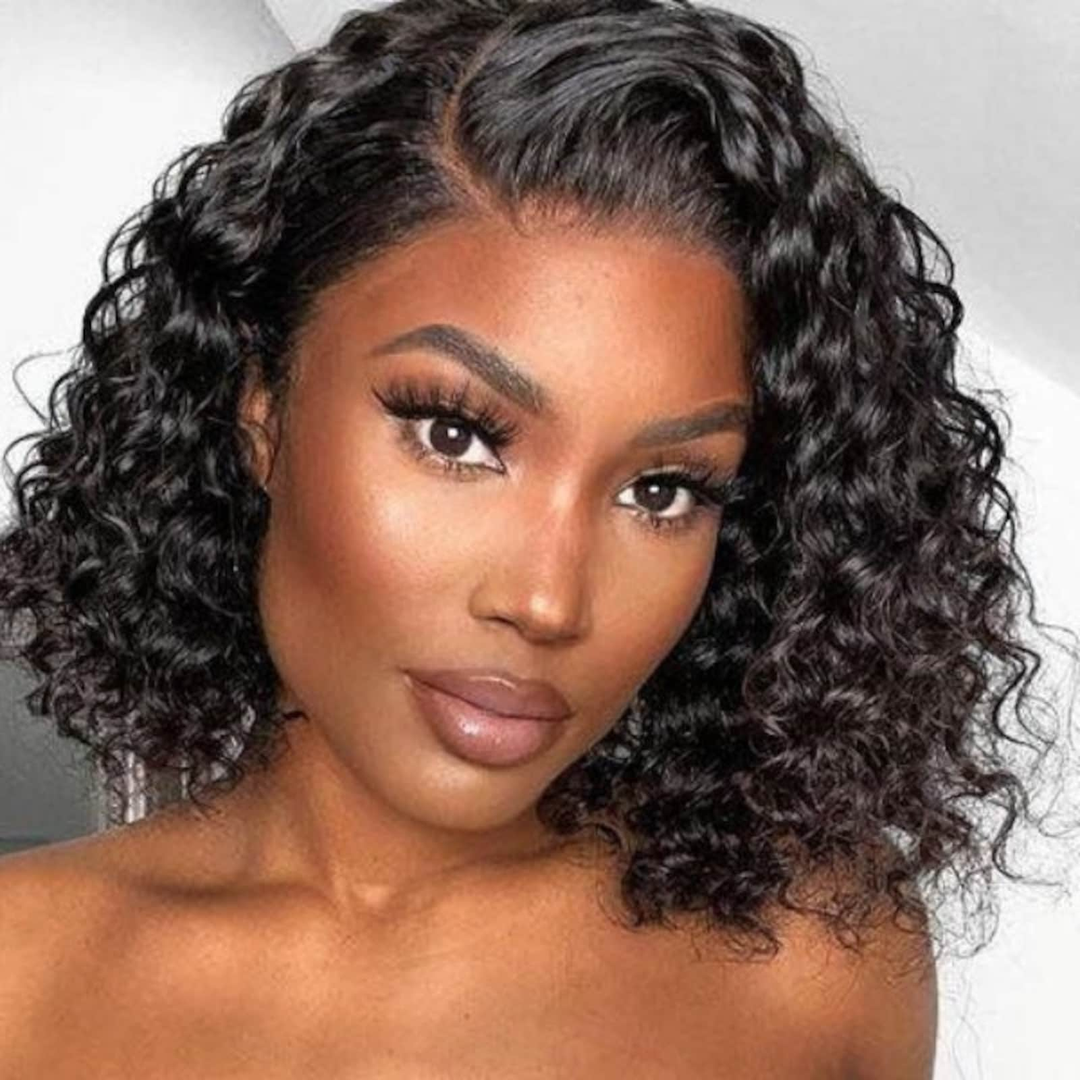 TianaHair Water Wave 4x4 Closure Lace Put On And Go Glueless Bob Wigs 100% Human Hair.