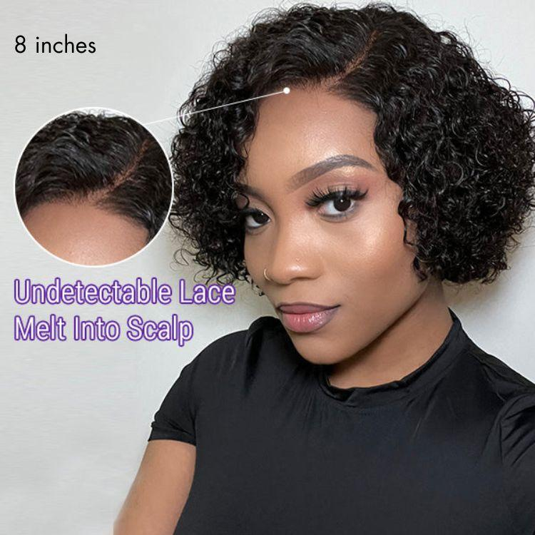 TianaHair Trendy Short Cut Curly 4x4 Closure Lace Put On And Go Glueless Left Side Part Wig 100% Human Hair.