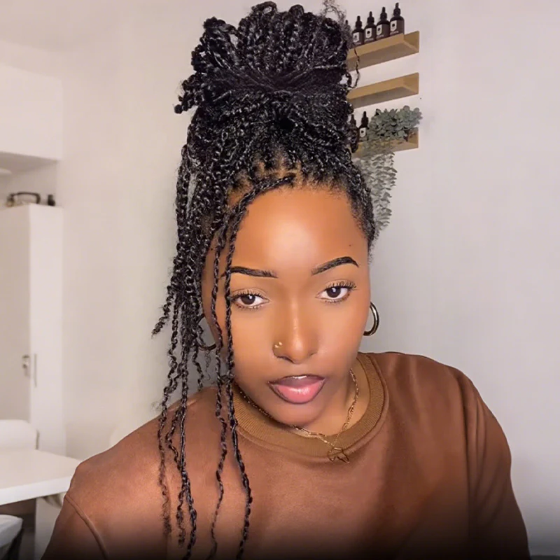 Kinky Curly Glueless No Lace Stirnband Lange Perücke 100 % Echthaar