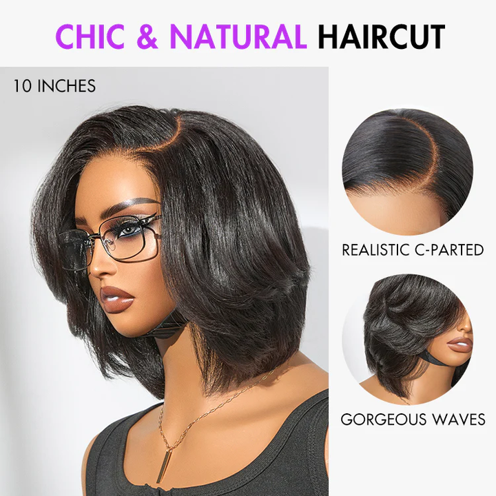 Chic & Natural Layered Bob Wig Pre-Cut 4x4 Lace Glueless Wig Human Hair