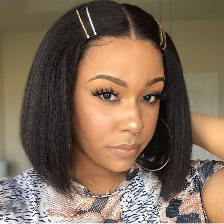 FlexCap Wear & Go Kinky Straight 7x5 Pre-Everything & Transparent Lace Flexi-Fit Invisi Drawstring Cap Glueless Wig