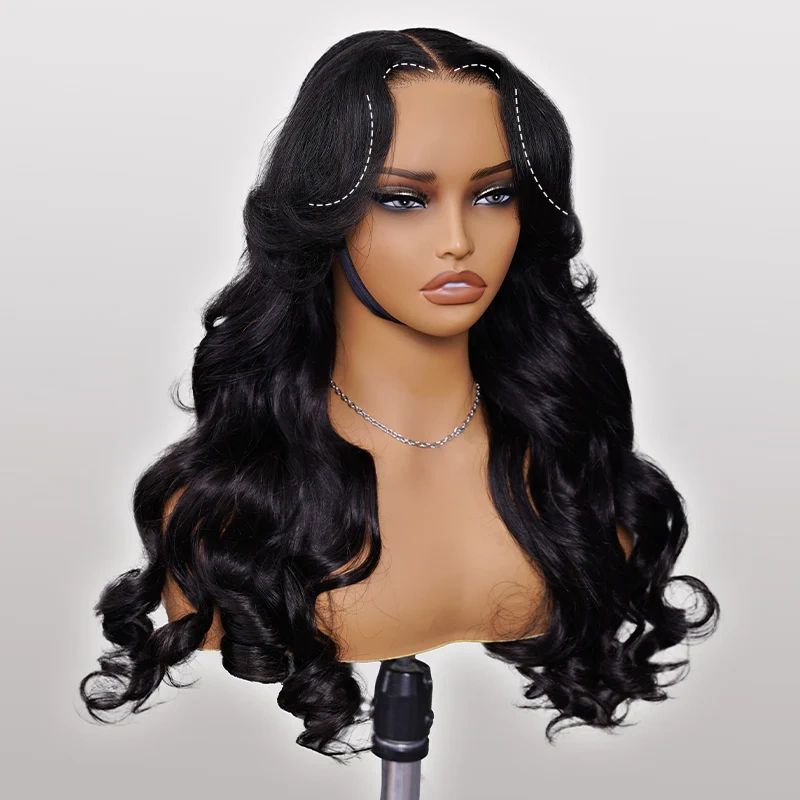 TianaHair Face-Framing Layered Cut Body Wave 9x6 Transparent Lace Wear Go Glueless Pre-everything Wig With Curtain Bangs.