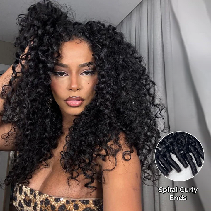 4x4/7x5 Lace Kinky Curly Texture Premium Hair Wig With Finger Coil Ends