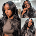 Face-Framing Layered Cut Body Wave 9x6 Transparent Lace Wear Go Glueless Pre-everything Wig With Curtain Bangs