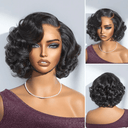 Perruque en dentelle sans colle Loose Wave 4x4 noire naturelle à reflets ombrés bruns matures 