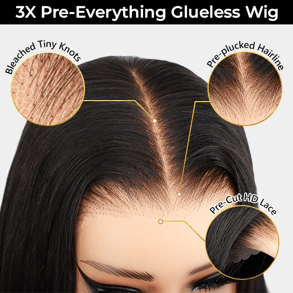 Kinky Straight 6x4 Wear Go Kleberlose Perücke für alles 