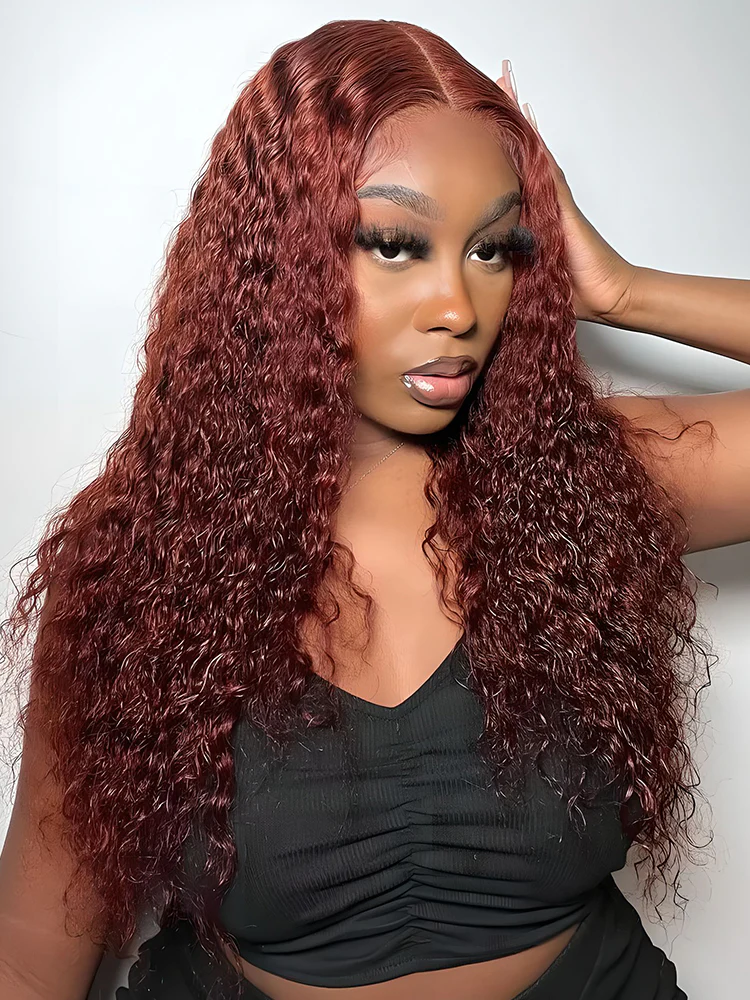 TianaHair Wear Go 6x4 Reddish Brown Glueless Wig Pre Plucked Water Wave Wig.