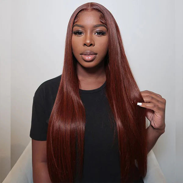 TianaHair Wear Go 6x4 Reddish Brown Glueless Wig Pre Plucked Silky Straight Wig.