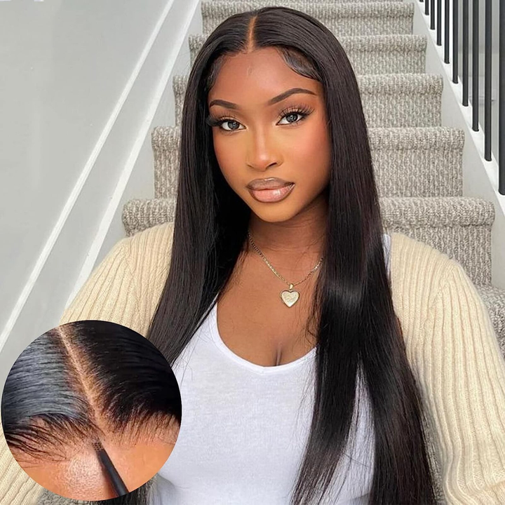 TianaHair Silky Straight 6x4 Wear Go Glueless Transparent/HD Lace Wig With Pre Bleached Tiny Knots.