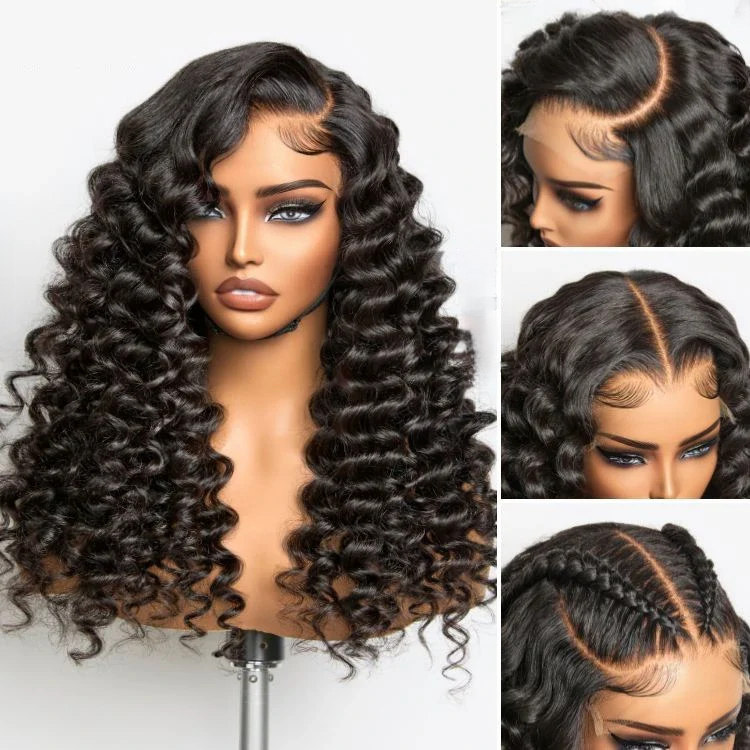 4x4/7x5 Lace Bouncy Wand Curly Glueless Wig 100% Human Hair