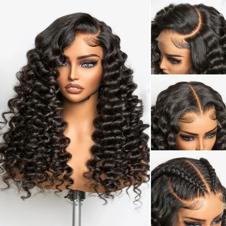 4x4/7x5 Lace Bouncy Wand Curly Glueless Wig 100% Human Hair