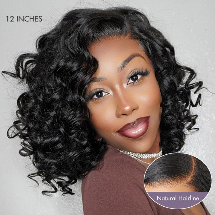 Bouncy Left C Part 6x4 Lace Natural Black Loose Wave Wear Go Glueless Wig 