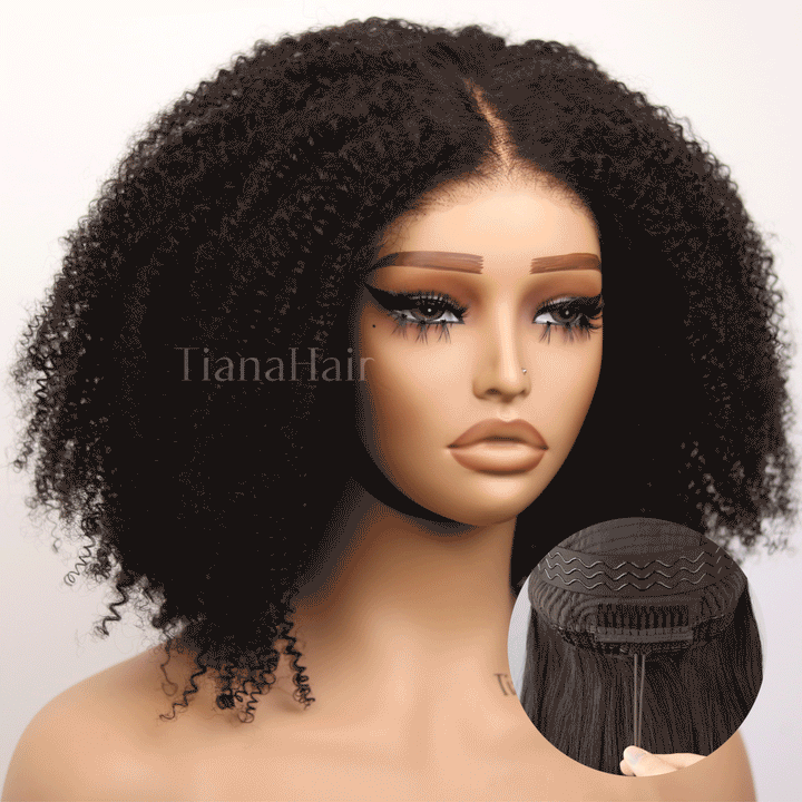 FlexCap Wear & Go Afro Kinky Curly 7x5 Pre-Everything & Transparent Lace Flexi-Fit Invisi Drawstring Cap Glueless Wig