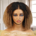 7x5 Lace Transparent Lace Afro Kinky Curly Ombre Blonde Pre-Everyhthing Wear Go Glueless Wig