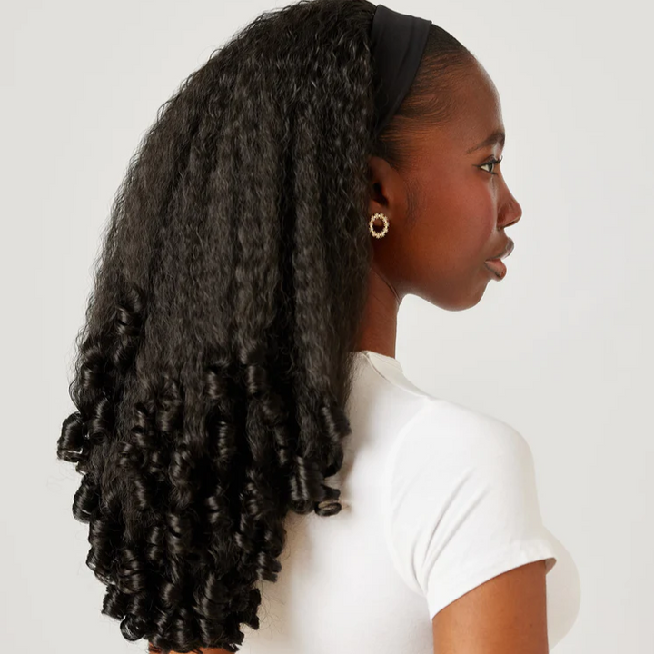 Kinky Curly Glueless No Lace Stirnband Lange Perücke 100 % Echthaar