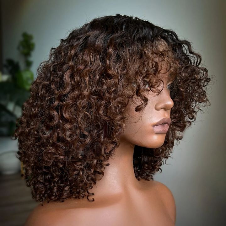 4x4/7x5 Lace Umber Glow Water Wave with Bangs Pre-Everything Wear Go Glueless Wig