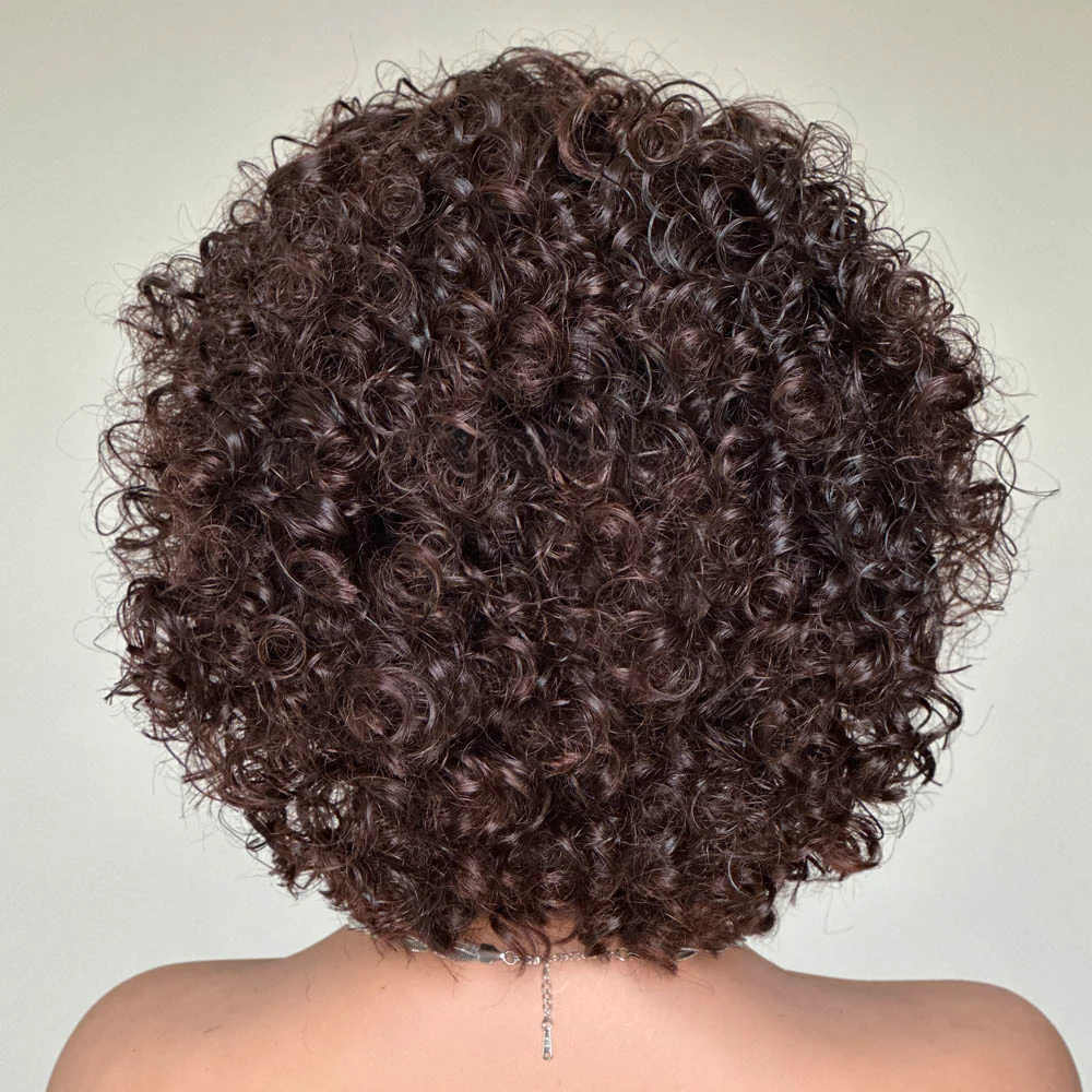 Kinky Curly Glueless No Lace Stirnband Lange Perücke 100 % Echthaar