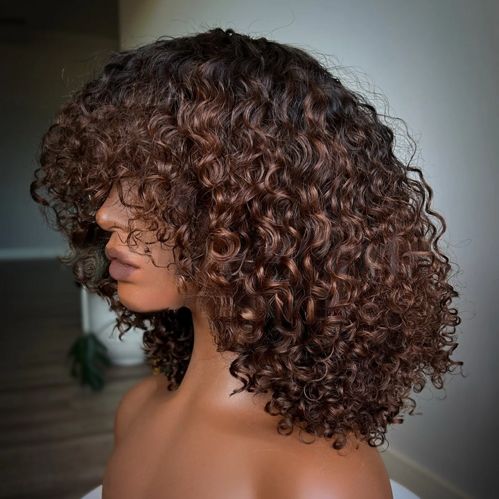 4x4/7x5 Lace Umber Glow Water Wave with Bangs Pre-Everything Wear Go Glueless Wig