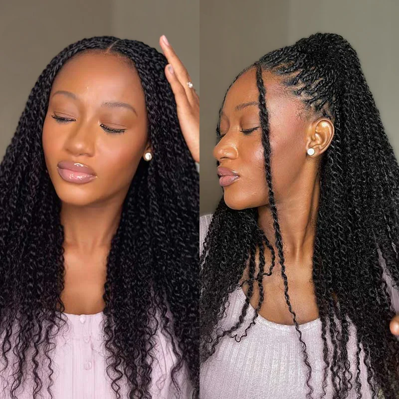 Kinky Curly Glueless No Lace Stirnband Lange Perücke 100 % Echthaar
