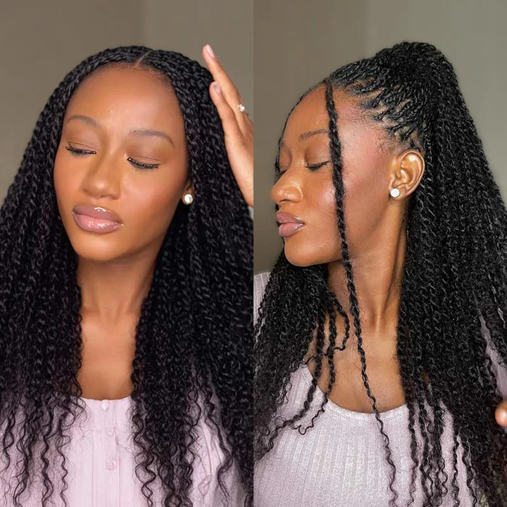 Kinky Curly Glueless No Lace Stirnband Lange Perücke 100 % Echthaar