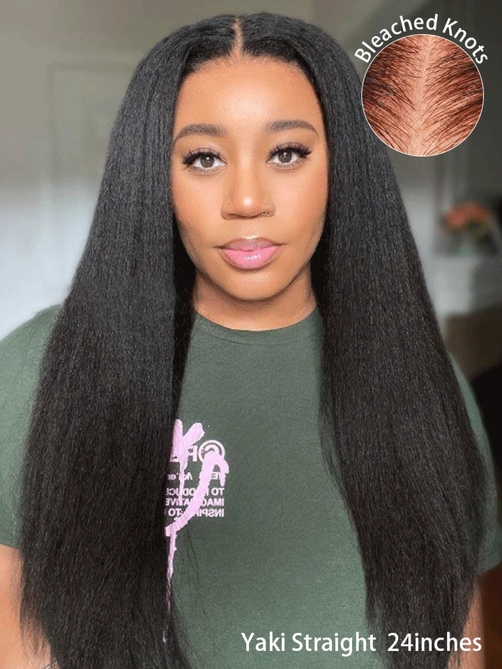 TianaHair Yaki Straight 6x4 Wear Go Glueless Transparent/HD Lace Wig With Pre Bleached Tiny Knots.