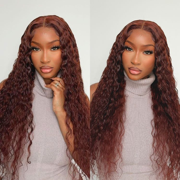 TianaHair Wear Go 6x4 Reddish Brown Glueless Wig Pre Plucked Water Wave Wig.