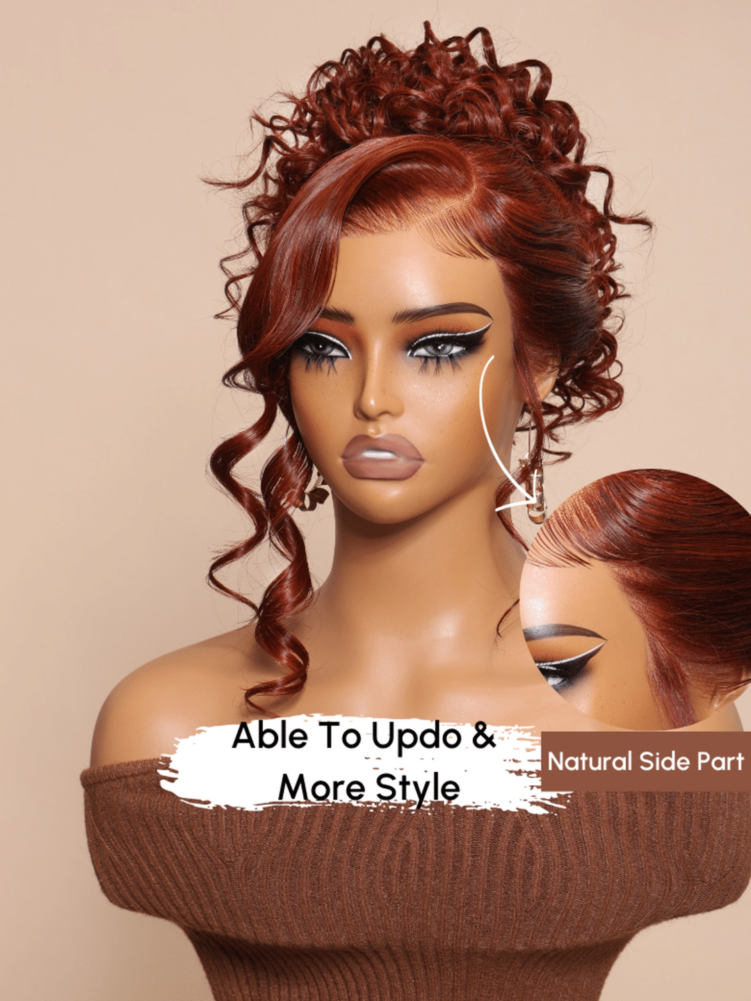 TianaHair Wear Go 6x4 Reddish Brown Glueless Wig Pre Plucked Water Wave Wig.