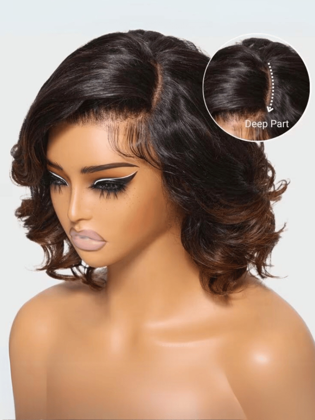 Chestnut Brown Ombre 7x5 Pre-Cut Lace Spiral Curls Glueless Pre Everything Wig