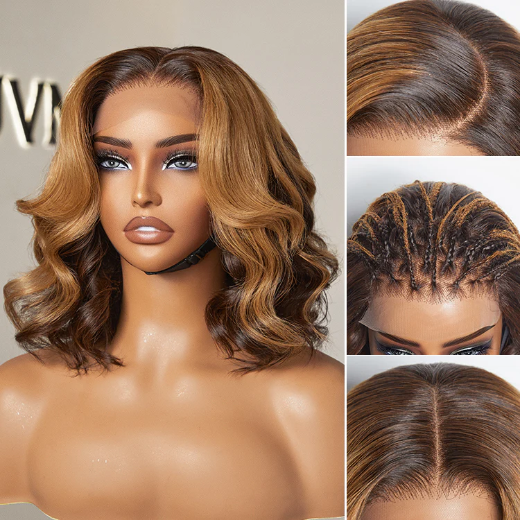 Elegant Peekaboo Ombre Blonde Loose Wave Glueless 6x4 Closure Lace Wig