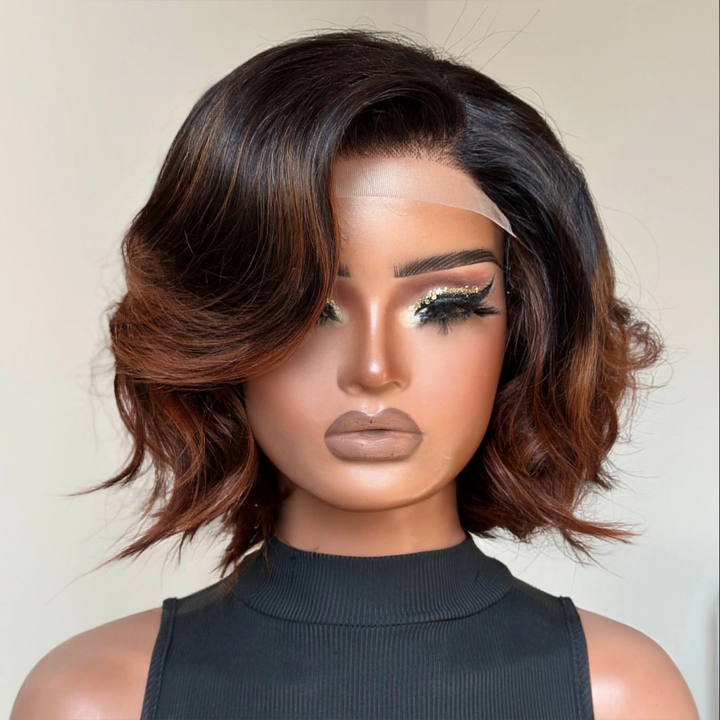 4x4 Lace Elegant Ombre Brown Color Loose Wave Glueless Wig