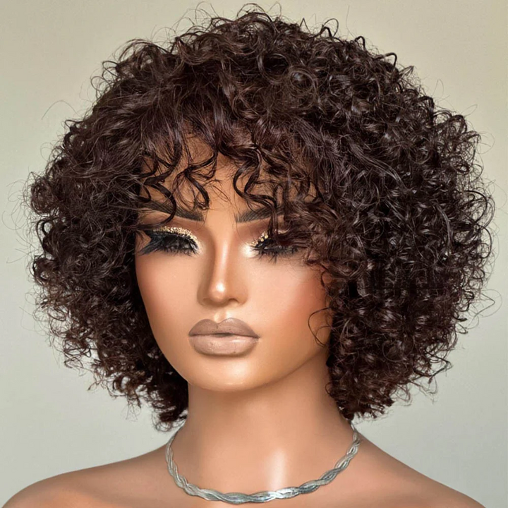 Kinky Curly Glueless No Lace Stirnband Lange Perücke 100 % Echthaar